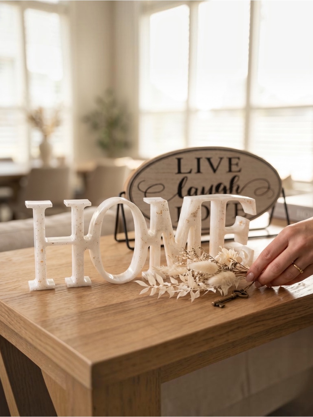 White HOME Decorative Accent Word - Elegant Tabletop Decor